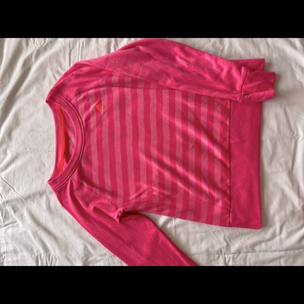 Pink striped crew sweater